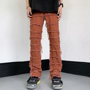 Męskie dżinsy 2023 Ubrania z grunge Y2K Streetwear Układane szczupłe spodnie Mężczyźni Mężczyzny Hip Hop proste kobiety długie spodnie Pantalon Homme 230523