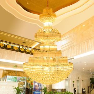 Kronleuchter Großer Goldkristall-Kronleuchter Moderne Leuchten LED-Lampen El Lobby Salon Clubs Home Innenbeleuchtung AC90V-260V
