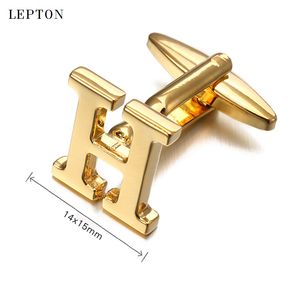 Lepton Hot Letters H Cufflinks para homens High polishing Stainless Stoneless Cufflinks Man Cuffs BUFF LINKS RECLOJES GEMELOS