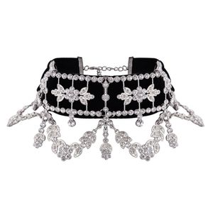 Chokers czarne aksamitne naszyjniki choker z krysztalem Luksusowe stwierdzenie duży kryształowy kołnierz dla kobiet i dziewcząt błyszczące akcesoria 230524