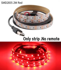 Tira de luces LED Luces traseras de TV con USB 5V 2835 Tira de luces LED no impermeable para dormitorio Color 5V USB Tamaño rojo 2m5380667