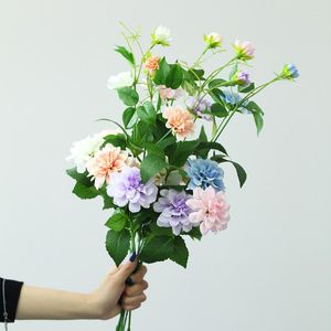 Decorative Flowers Artificial Camellia Flower Nordic Tea Rose Gardenia Big Head Fake Branch DIY Home Decoration Wedding Party