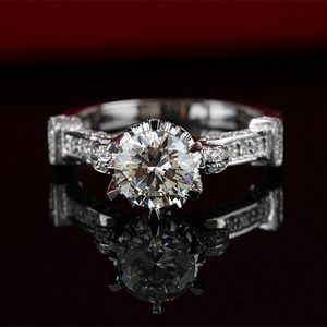 Anéis de casamento genuínos de alta qualidade simulação circular de luxo moissanite noivado de mulher anel
