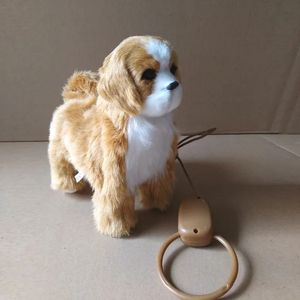 Q8エレクトロニックぬいぐるみ犬のおもちゃロボット猫歌う子犬のリーシュコントロール音楽動物散歩樹皮電気子猫ペットキッズバースデーギフト