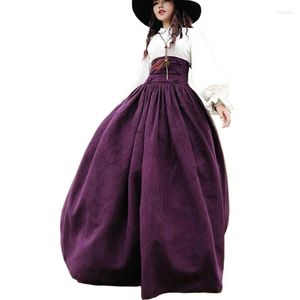 民族服2023女性中世のエレガントなスカートソリッドハイトウエスト中年ルネッサンス衣装ヴィンテージスイングプリーツイスラム教徒のスカート