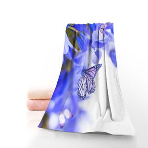 Custom Butterfly Flowers Bath Towel Washcloth Home Textile Travel Hand Face Towel Microfiber Fabric Bathroom Towels For Adults