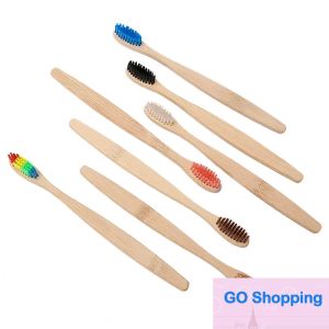 Classic Bamboo Toothbrush Soft Bristle Brush Natural Bamboo Toothbrush Rainbow Color Oral Care Hotel Disposable Home Bath Supplies