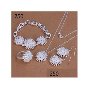 Brincos de pulseira de colar de colar estilo mesmo preço feminino esterling sier jóias conjuntos de jóias moda 925 bracelete brioling ring conjunto de anel dr dhq7y