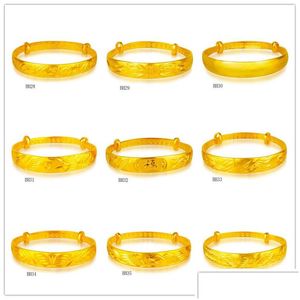 Bangle Five Flower Rich Flowers Mirror Surface Yellow Gold Plated 8 Pieces Mixed Style Gtkbh4 Brand High Grade Womens 24K Drop Deliv Dhncb