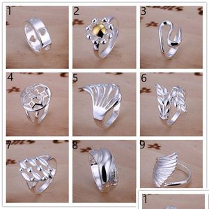 Band Rings Factory Direct Sale 10 stycken Diffrent Style 925 Sier GSSR002D MIX BESTÄLLNING Fashion Sterling Plated Finger Ring Drop Deliver Dh5ew