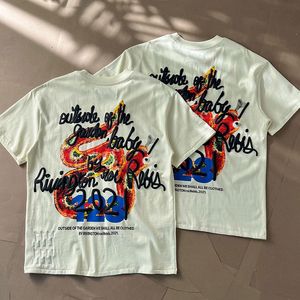 デザイナーの男性RRR123レインボースネークヴィンテージヴィンテージフォームプリントルース半袖Tシャツアメリカンファッションハイストリートビンテージスタイルの女性