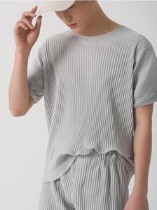 Высококачественная мужская повседневная рубашка с плиссированной футболкой мужская подвеска