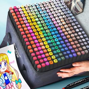 Pennarelli 24168 Colori Set di pennarelli per arte oleosa per disegnare Materiale scolastico per manga a base di schizzi a doppia punta 230523
