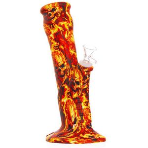 Latest Smoking Colorful Pattern Silicone Hookah Bong Pipes Kit Oblique Style Bubbler Herb Tobacco Glass Filter Funnel Bowl Spoon Waterpipe Cigarette Holder DHL