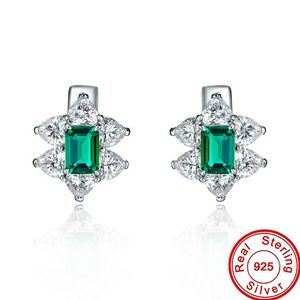 Elegant Emerald diamond Stud Earring 925 Sterling Silver Engagement Wedding Earrings for women Bridal Statement Party Jewelry