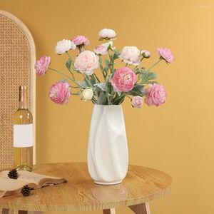 Decorative Flowers 3-Head Artificial Peony Fade-Resistant Flower Arrangement Po Props Scene Layout Faux Silk For Wedding Garden