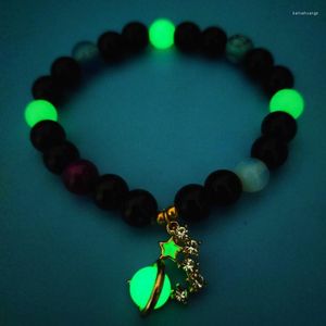Strand Fashion Men Charm Natural Stone Bead Bracelet Glow In The Dark Women Elastic Luminous Fluorescence Jewelry