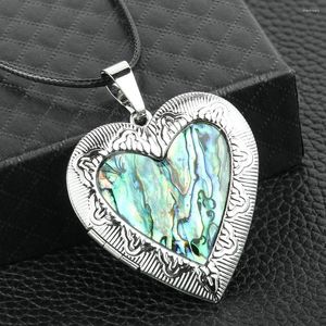 Pendant Necklaces Openable Abalone Shell Love Heart Necklace For Women Memory Po Frame Family Box Valentine Jewelry Gift