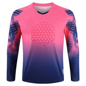 Men's T-Shirts Football Long Sleeves Gradient Goal Keeper Uniforms Sport Training Breathable Top Soccer Chest Pad Spring Autumn Jersey 230524