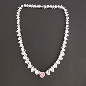 Chokers qmhje cristal rosa pedra coração amor gargantilha mulher engajamento de casamento dourado cor prata tênis infinito de luxo judeu 230524