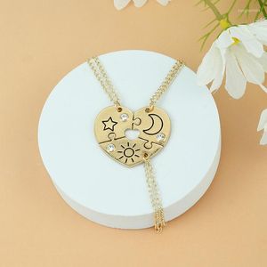 Ketten 3 teil/satz Sonne Mond Stern Mode Nähen Halskette Für Frauen Zink Legierung Gold Farbe Anhänger Urlaub Geschenk Schmuck Drop