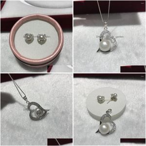 Brincos de colar de colar de água doce natural pérola 1011 mm tibetan sier zircon embutido pingente entrega de jóias de jóias dhgarden dhnct