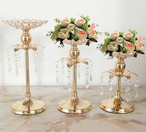 Peandim Gold Crystal Candle Holder Wedding Decoration Table Centerpieces Candelabra Birthday Party Flower Vase Home Decor 2202261051393