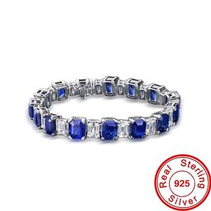 Luxury Sapphire Moissanite Diamond Armband 100% 925 Sterling Silver Party Bröllopsarmband Bangle For Women Charm Jewerly