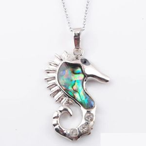 Anhänger Halsketten Natürliche Farbe Neuseeland Abalone Muschel Perlen Halskette Hippocampus Perlen Frauen Charms Reiki Schmuck N3649 Drop D DHU32