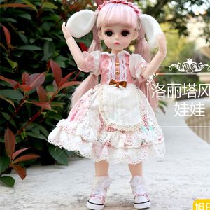 Dolls 30CM Bjd Doll Lolita Dress 15 Movable Joints With School Suit Make up DIY Gifts For Girl Animal BJD Toy 230523