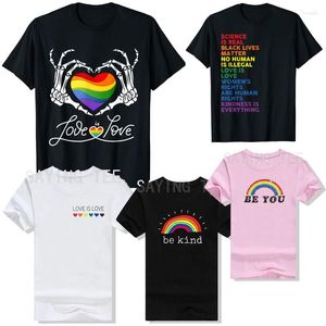 Męskie koszulki Rainbow Skeleton Heart Love Is LGBT Gay Lesbian Pride T-shirt Bądź miły