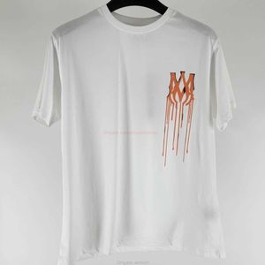 Designer modekläder amires tees am tshirt 22 nya amies vätska am bokstäver tryck hög gata lös löst runda nackpar samma vita korta ärm mode lyx