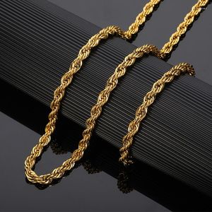 Chains Punk Width 6mm Stainless Steel Rope Chain Necklaces For Men Twisted Bracelets Set Simple Jewelry Gifts