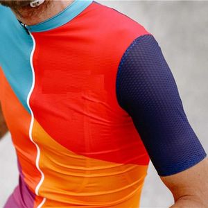 Air Mesh Cycling Jersey Men 2019 Breathab Short Seve CYC Wear Super Light MTB BMX Sport Wear Color Stitching Mönster AA230524