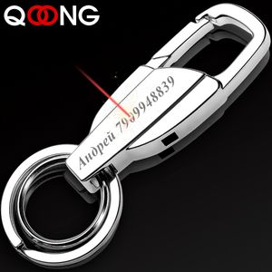 QOONG Custom Lettering Business Man's Strap Key Chain Ring Holder Fashion Car Portachiavi in metallo maschile Portachiavi impiccato in vita da uomo