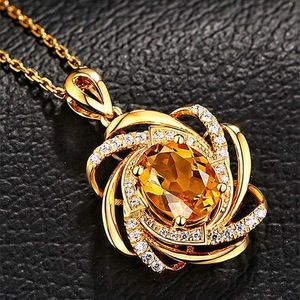 Necklaces Fashion Crystal Flower Spiral Zircon Pendant Engagement Necklace Women's Luxury Jewelry Birthday Gift G220524