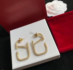 Ohrringe Schmuck 18K vergoldet Ohrstecker Damen Designer Valentintty Ohrring Ohr Buchstabe V Diamanten Luxurys Goldene Mode für Gilr Valentinstag Perlenohrringe