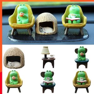 New Cute Animal Funny Gift Home Decoration Car Interior Accessories Frog Cat Car Ornaments Office Table Trinket Car Decoration