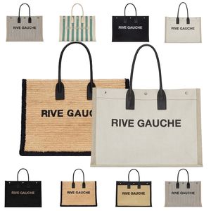 Женская сумочка Rive gauche Designer Tote Mens Vintage Mens плетение льняной сцепление подмышечное пляжное пляжные сумки роскошные холст бродяг