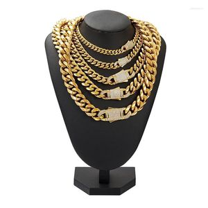 Chains 6-14mm Stainless Steel Cuban Miami Necklaces CZ Zircon Snap Hook Big Heavy Link Chain For Men Hip Hop Rapper Jewelry