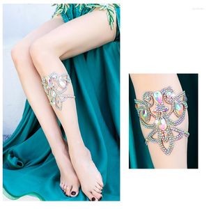 Stage Wear Belly Dance Leg Accessory Sexy Rhinestones Ring Bracelet Women Performance Show Dancer Party Rave Crystal Jewelry
