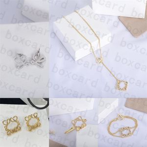 Designer Charm Earrings Eardrop Bracelet Necklace Ring Women Simple Style Gold Studs Party Club Ear Studs With Box