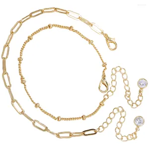 Charm-Armbänder, 2 Stück, Büroklammer-Armband, stapelbare Armreifen, goldene Knöchel, Damenkette, Schmuck, Handglied, Handgelenk