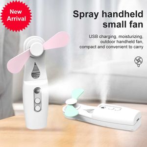 New Mini Fan 2 IN 1 Rechargeable Water Meter Spray Air Cooler Small Hand-held Fan With Power Bank Function 2-gears Cooling Fan