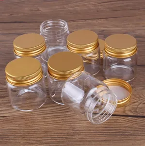 12 pcs 50ml 47*50*34mm Glass Bottles with Golden Aluminum Lids Spice Pill Container Candy Jars Vials for Wedding Giftgood qty Fashion