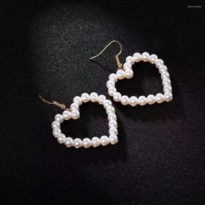 Dangle Küpeler Kore versiyonu Pearl Love Tatlı ve İnce Light Luxury Ear Hook Aksesuarları mizaç güzel bezelye