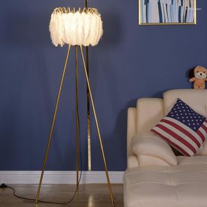 Floor Lamps Nordic Modern Ostrich Feather Shade Led Lamp Bedroom Bedside Living Room Home Decor Indoor Lighting Standing Light