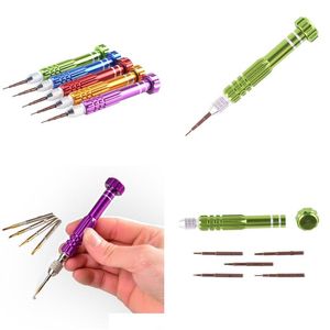 Screwdrivers 5 In 1 Mini Micro Drill Hss Twist Bits 0.5Mm3.0Mm With Manual Hand For Beads Pearls Jewellery Watch Repair Model Craft Dhtjm