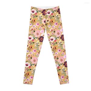 Active Pants Burst Into Bloom (mustard Gold) Leggings Gym Womens Top Women