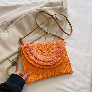 Akşam çantaları lafite çim şeker renkli kağıt torba dokuma çanta zarfı moda omuz kadın saman crossbody